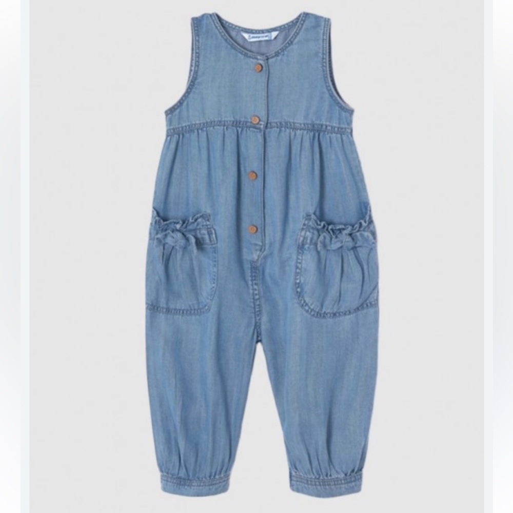 Mayoral Blue Denim Sleeveless Romper - Picture 1 of 9